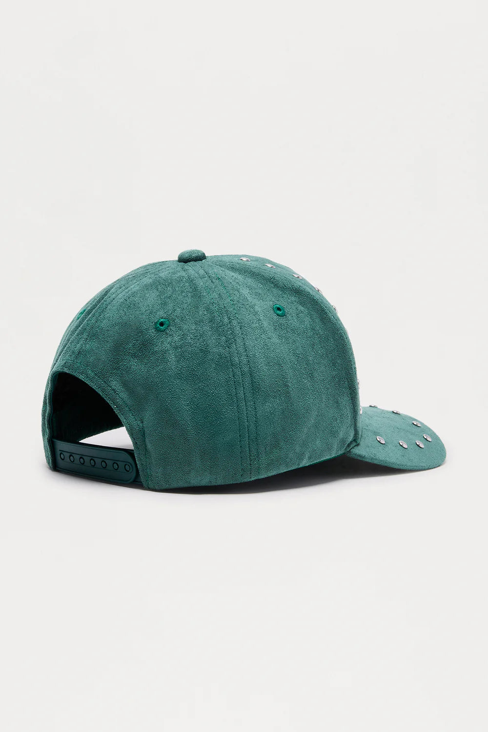 Crawler Studded Faux Suede Structured Snapback Hat (Green)
