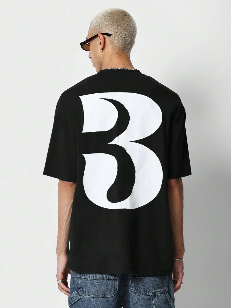 Oversized Tee With Back Number Graphic Print