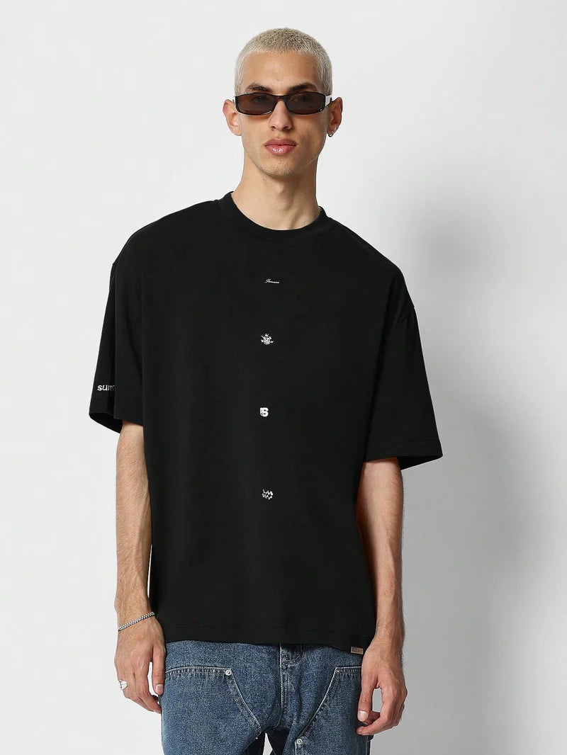 Oversized Tee With Back Number Graphic Print