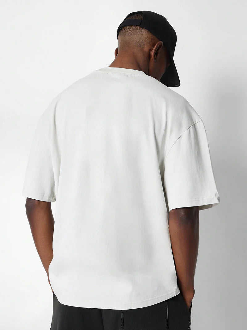 Oversized Tee With Front Gladiator & Horse Graphic Print