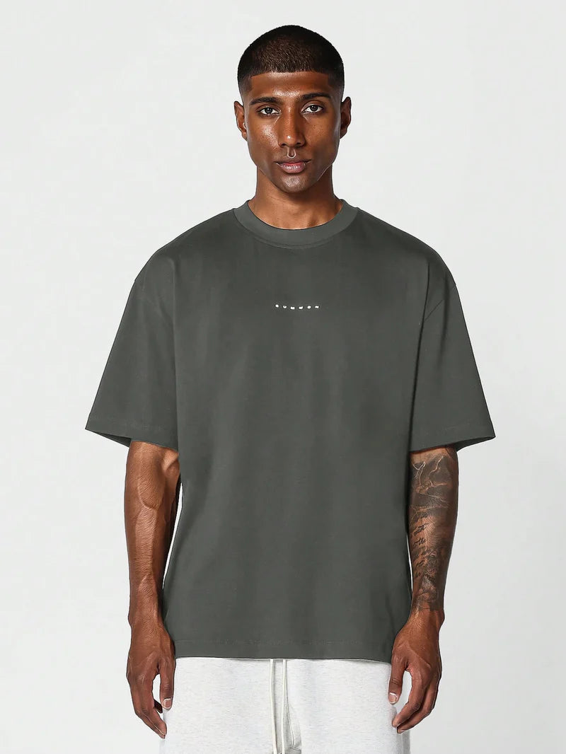 Regular Fit Short Sleeve Tee With Arabic Letter Graphic Print