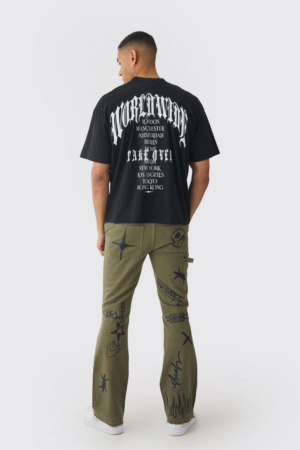 Oversized Boxy Gothic Worldwide Spray Wash T-Shirt