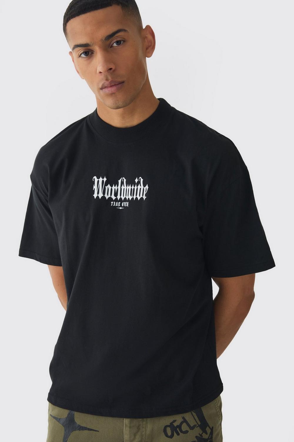 Oversized Boxy Gothic Worldwide Spray Wash T-Shirt