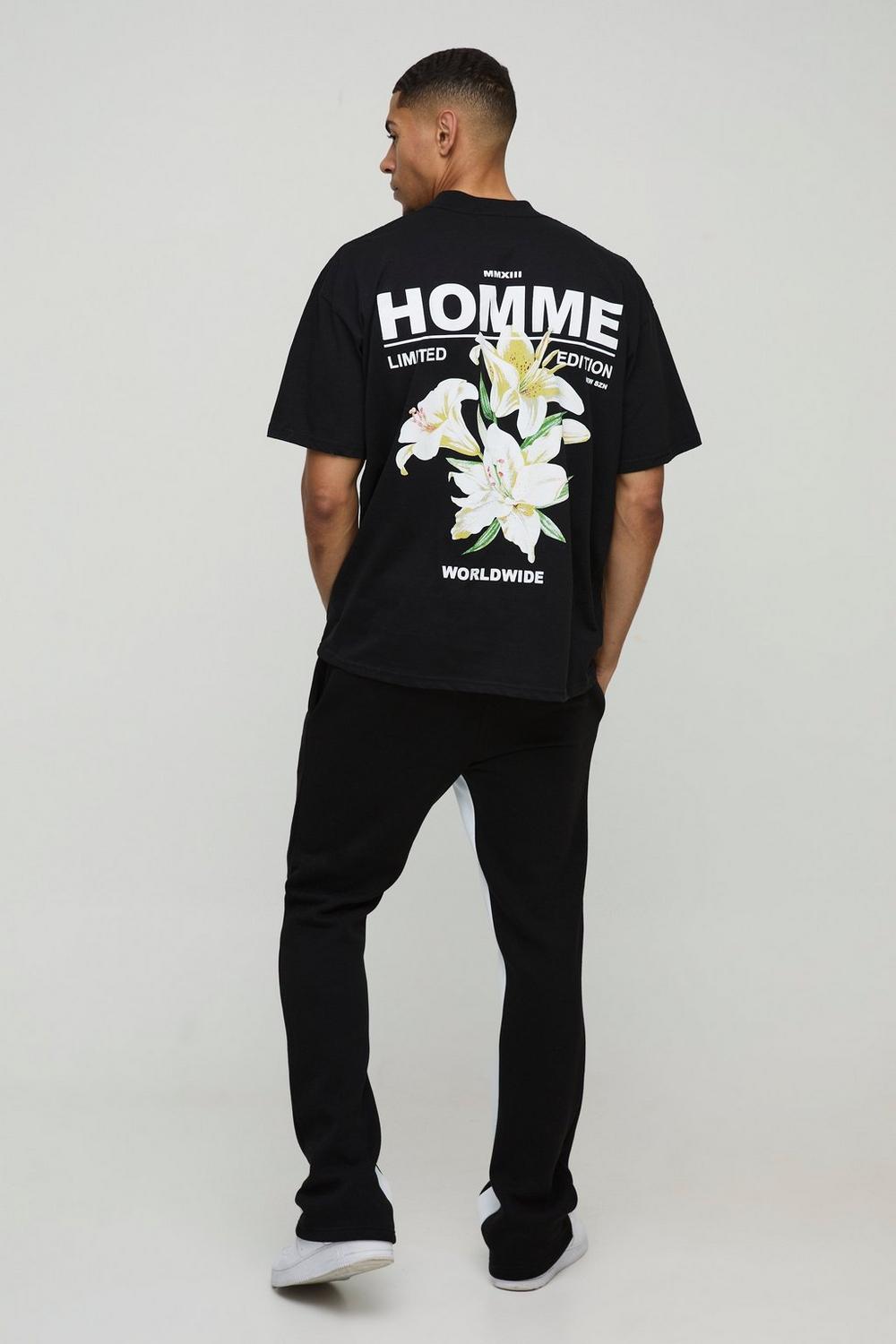Oversized Extended Neck Homme Lily Graphic T-Shirt