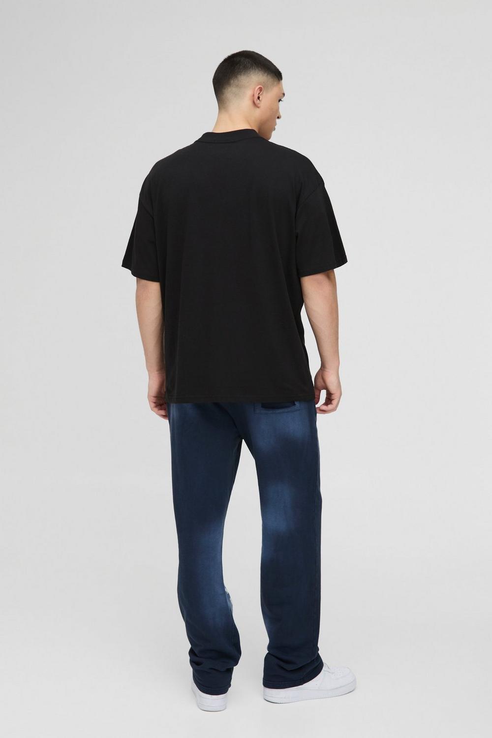 Oversized Extended Neck Puff Print Space Graphic T-shirt