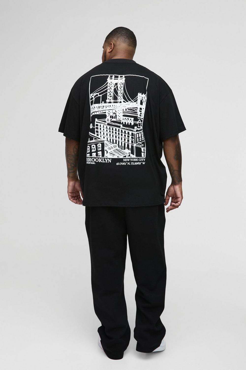 Oversized Extended Neck Brooklyn Landscape Graphic T-shirt
