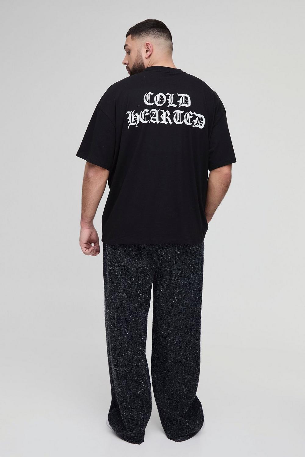 Oversized Extended Neck Cold Hearted Graphic T-Shirt