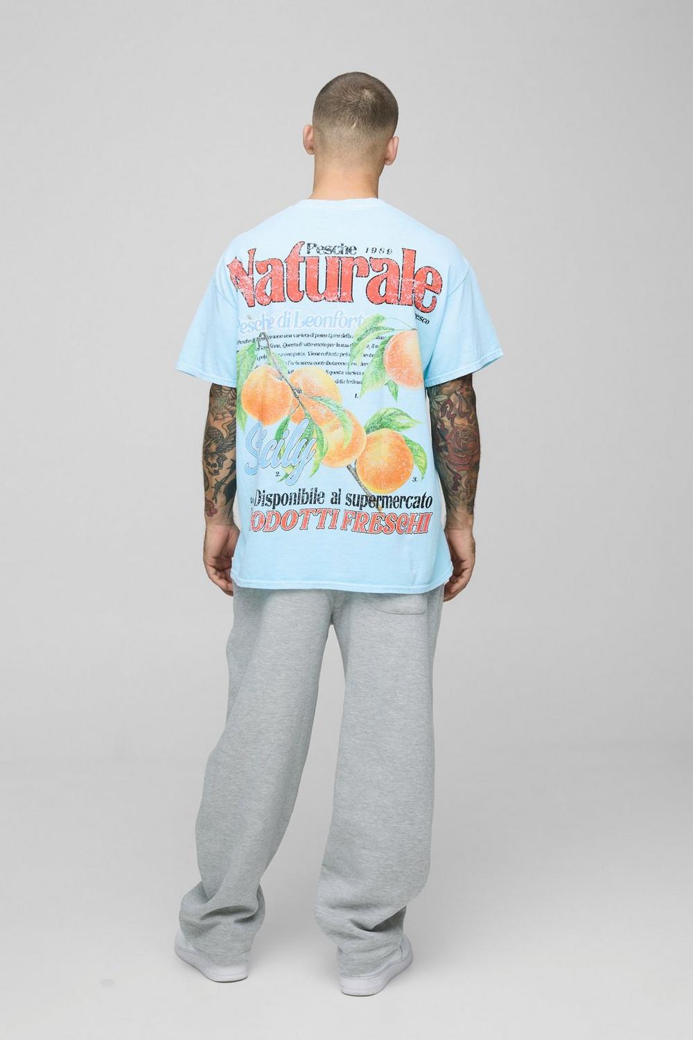 Oversized Extended Neck Fruit Print T-Shirt