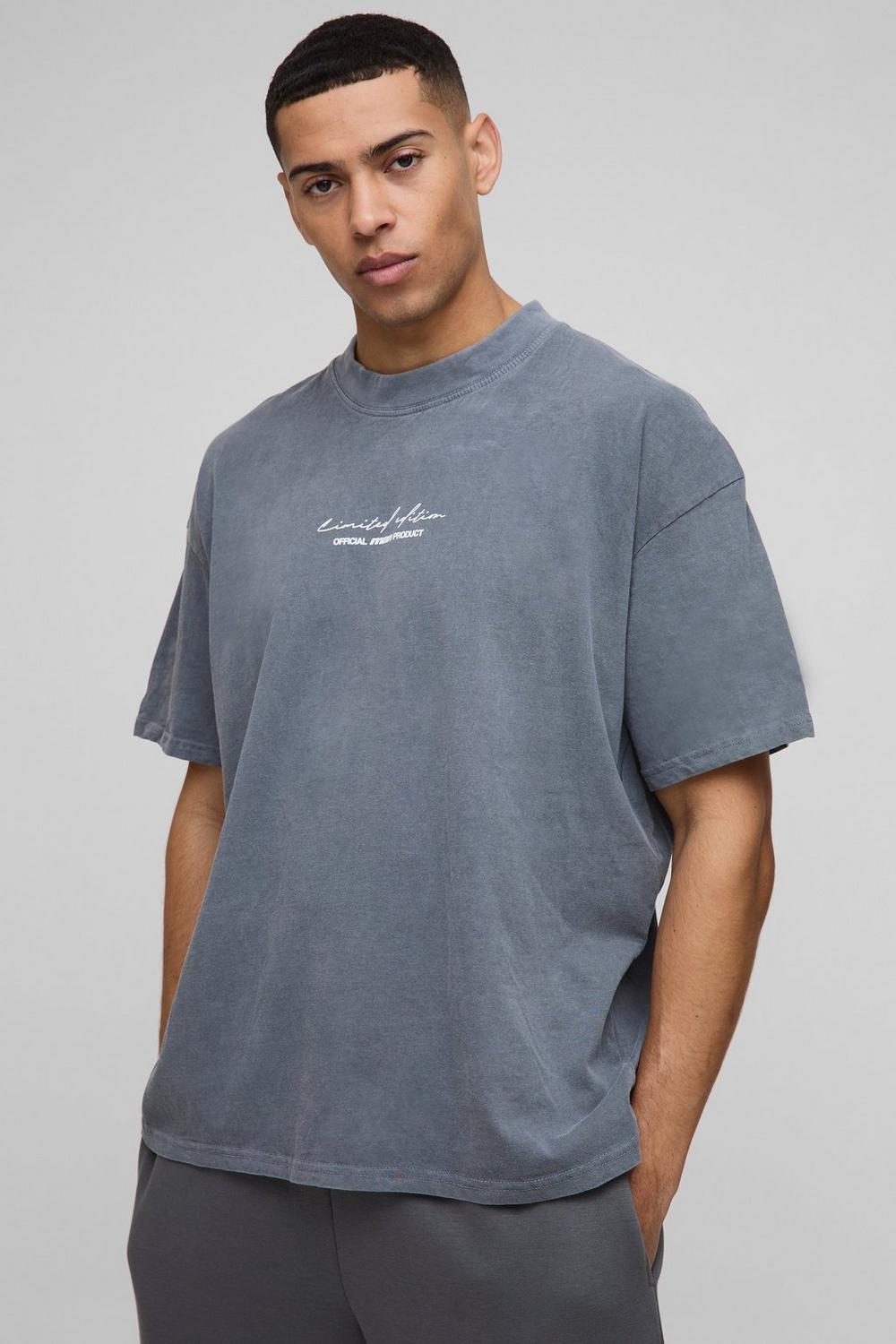 Oversized Extended Neck Limited Edition Heart Washed Graphic T Shirt