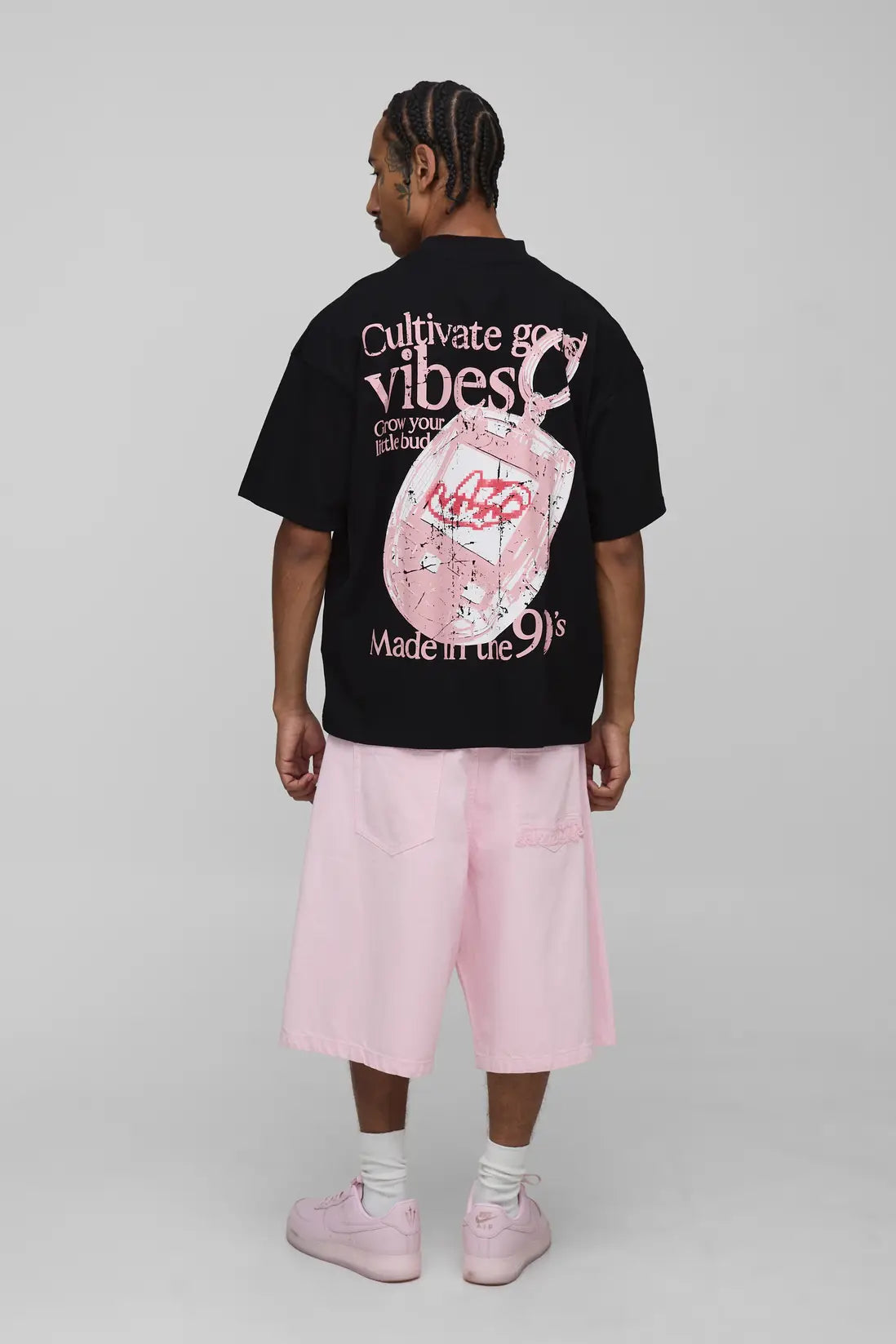 Oversized Extended Neck Graphic T-Shirt
