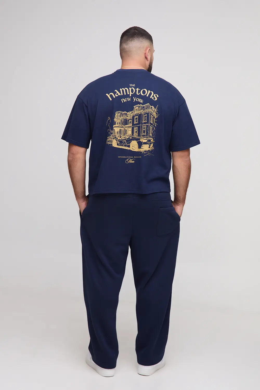 Oversized Boxy Man Script Hamptons Print T-Shirt