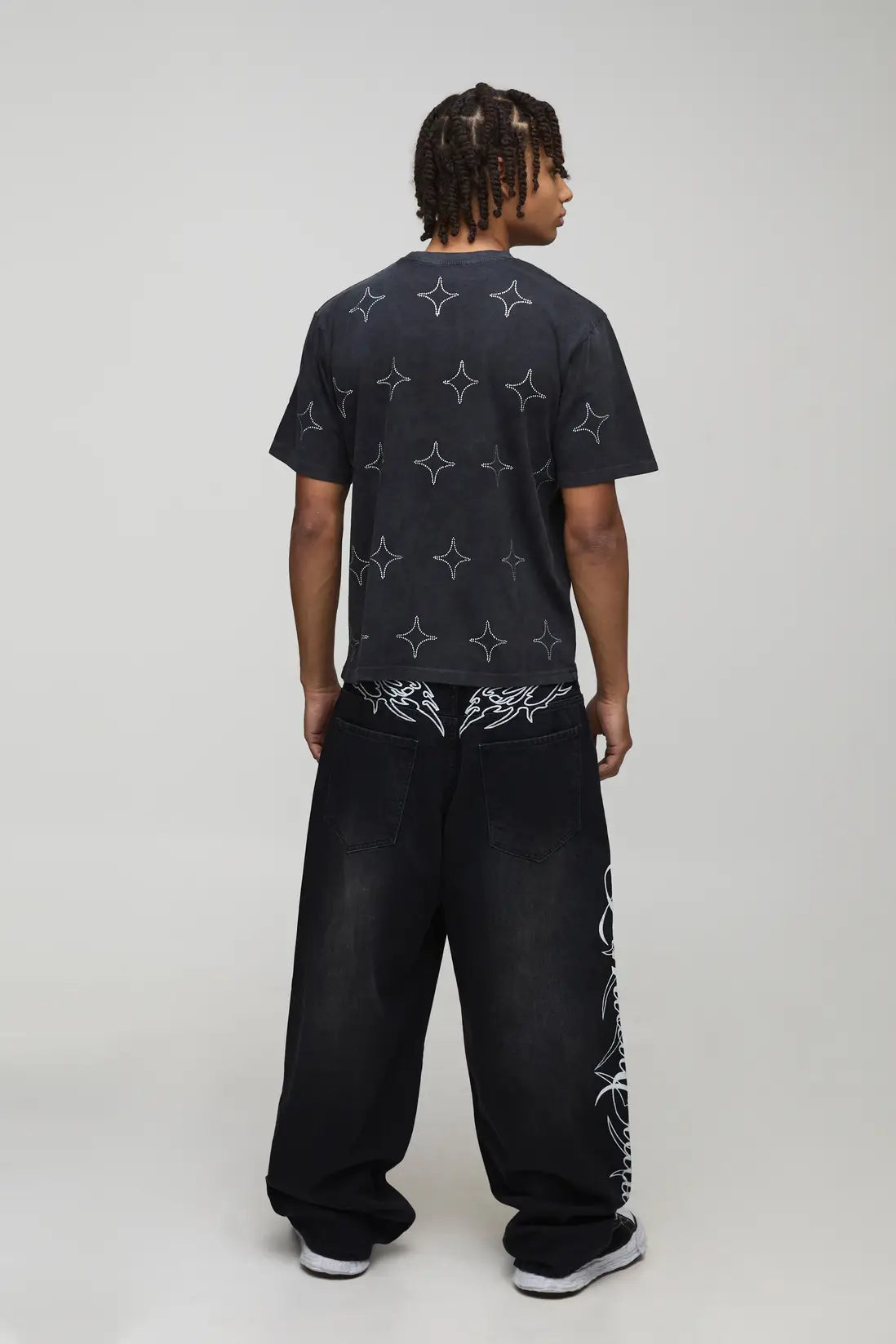 Boxy Washed All Over Rhinestone T-Shirt