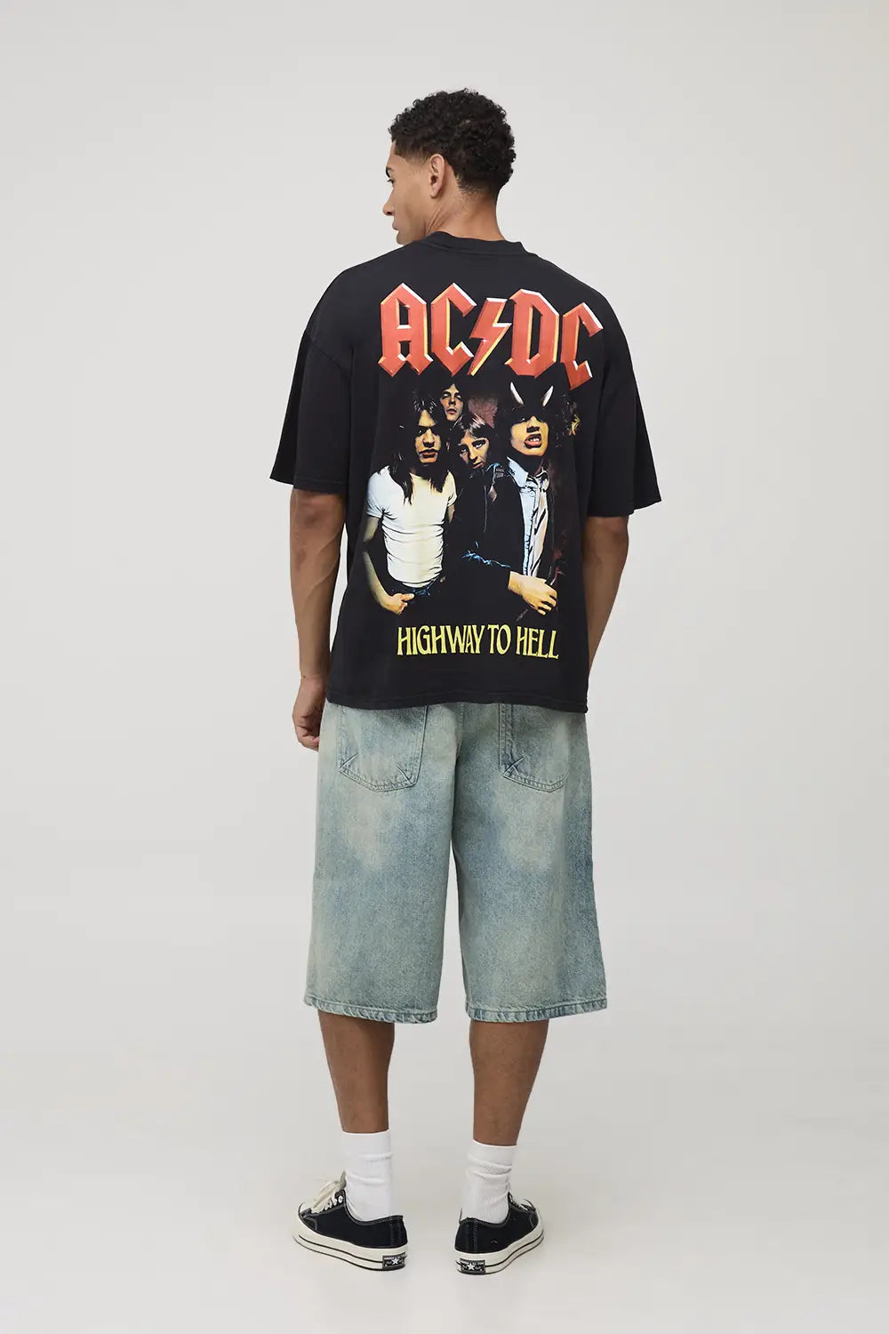 Oversized AC/DC License Printed T-Shirt