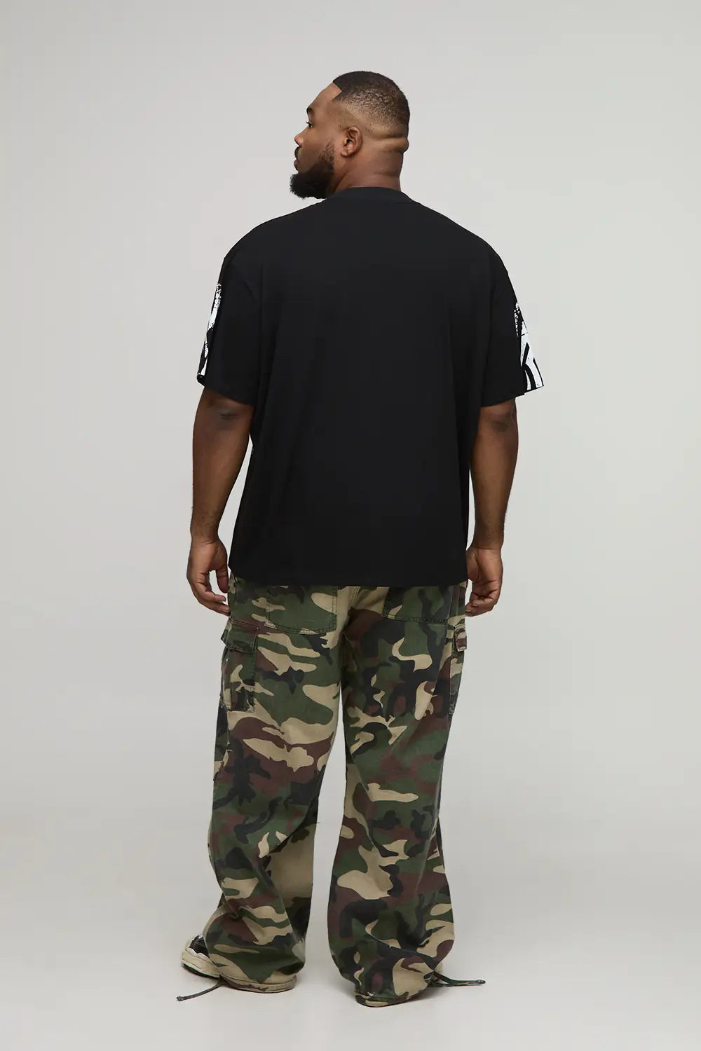 Oversized Extended Neck Graffiti Print T-Shirt