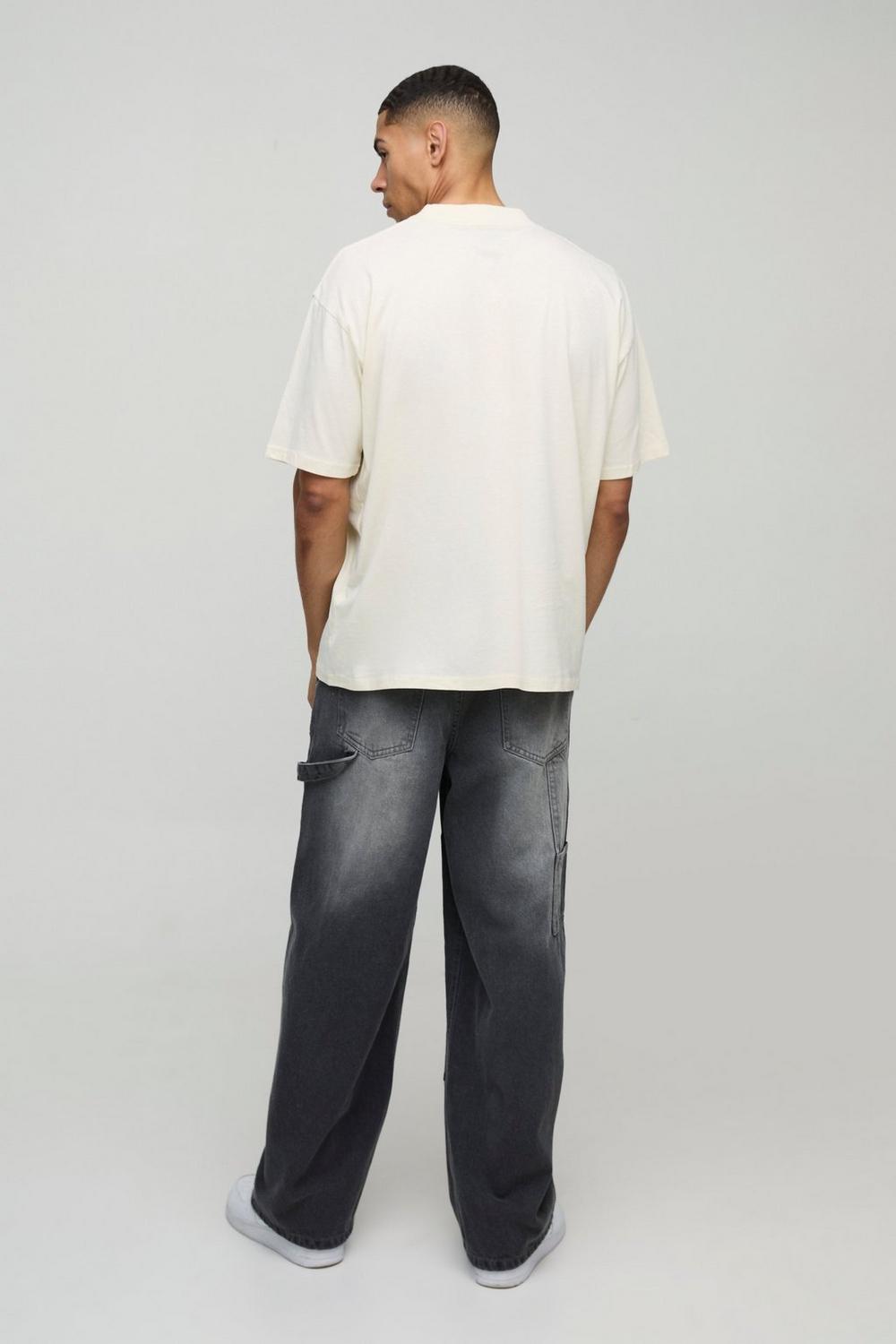 Oversized Extended Neck Gothic Brooklyn Print T-Shirt