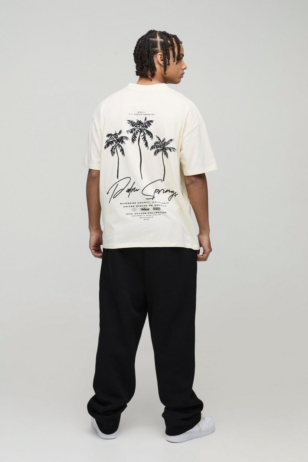 Oversized Extended Neck Palm Springs Graphic T-Shirt