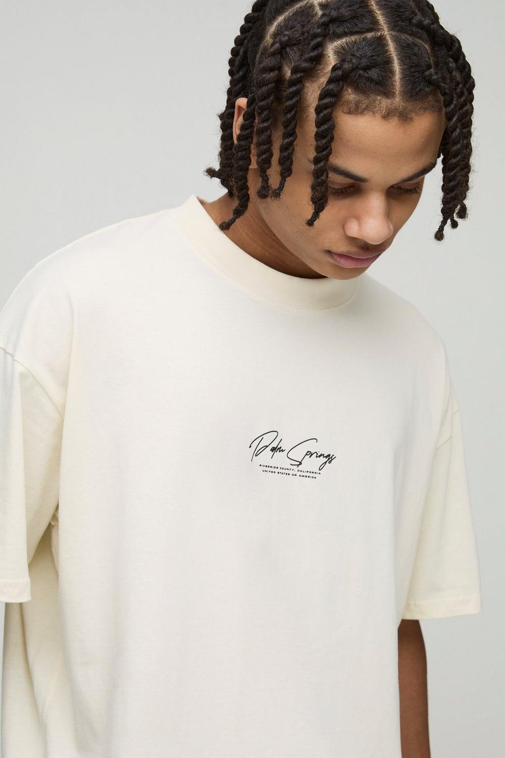 Oversized Extended Neck Palm Springs Graphic T-Shirt
