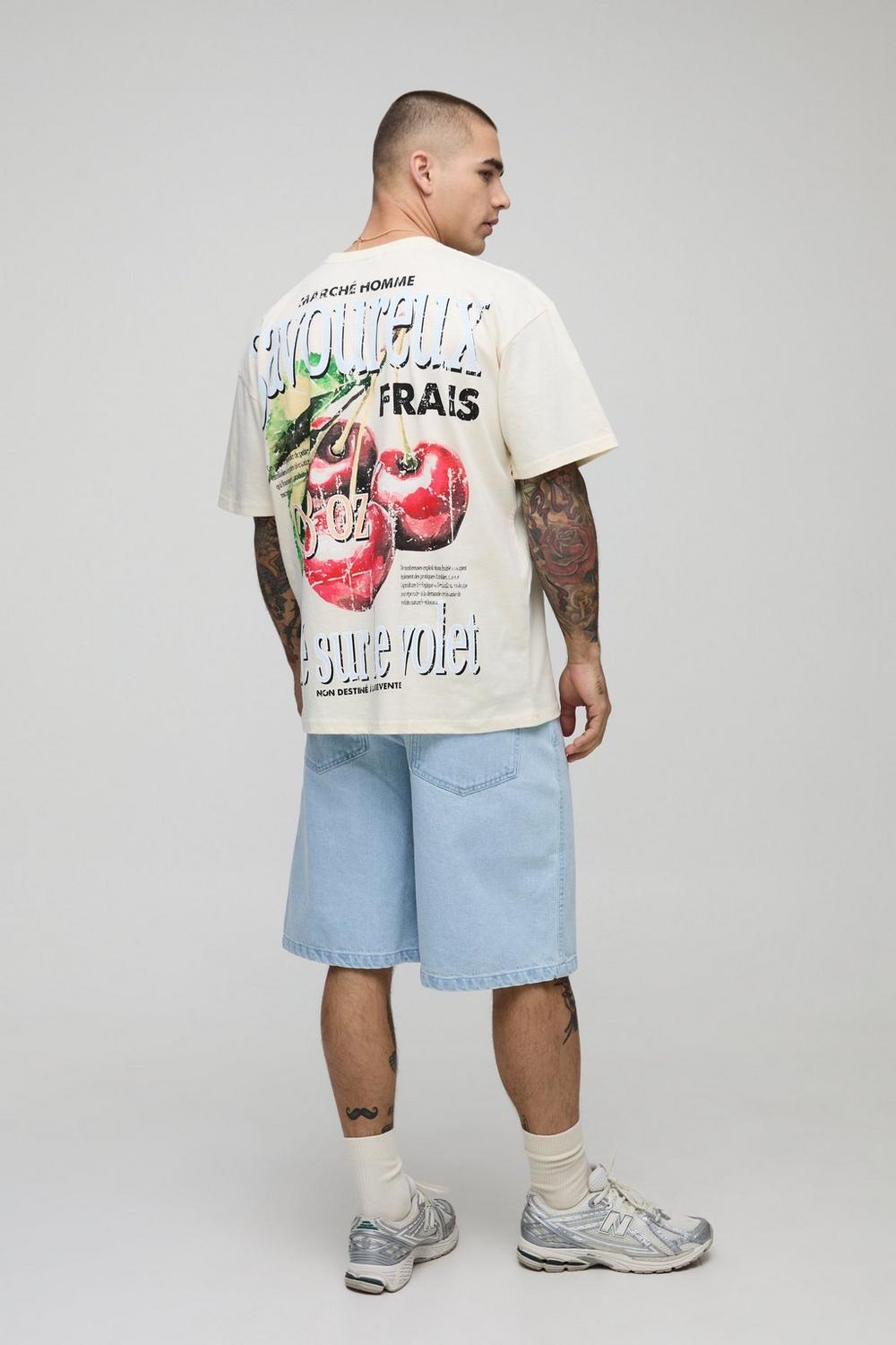 Oversized French Cherry Graphic T-Shirt