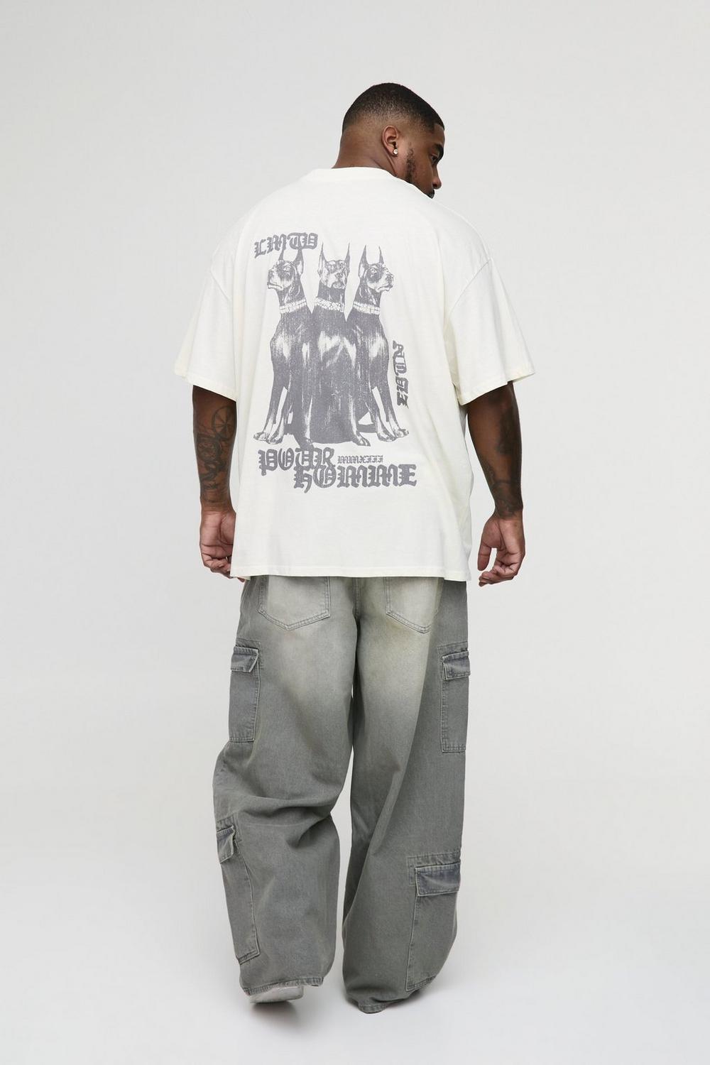 Oversized Extended Neck Pour Homme Canine Graphic T-Shirt