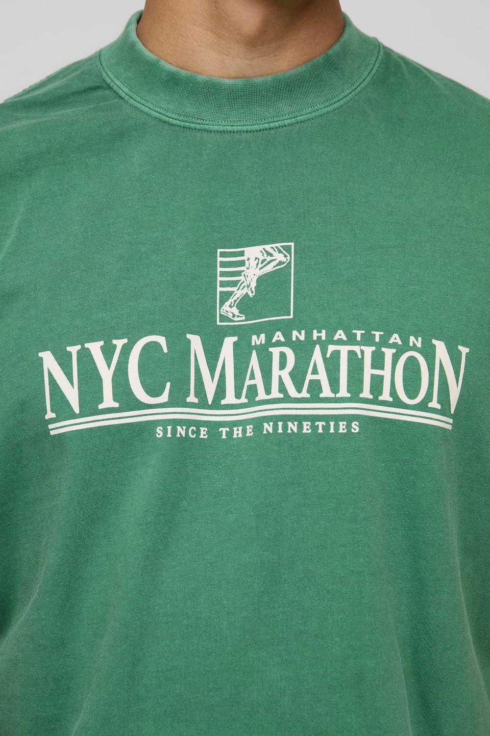Oversized Boxy NYC Marathon Leisure Wash T-Shirt