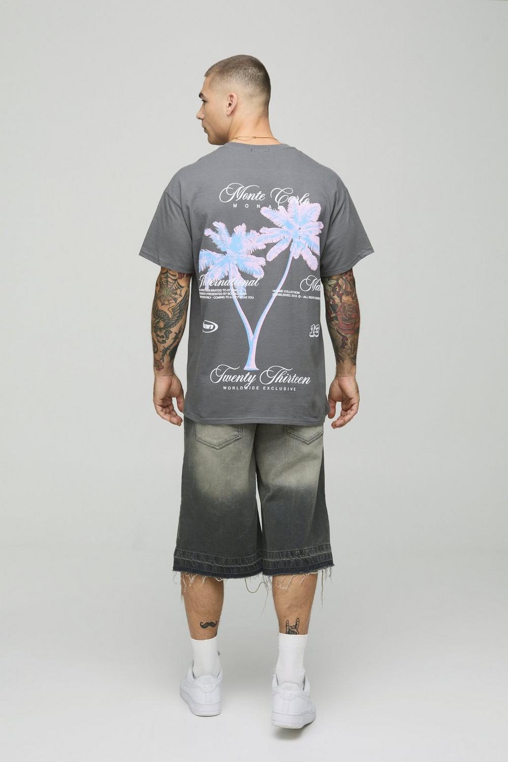 Oversized Blurred Palm Print Graphic T-Shirt