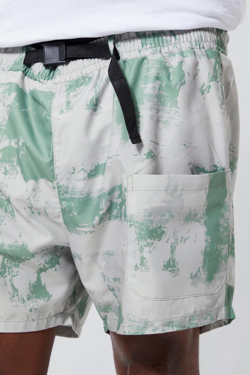 Plus Mid Length Abstract Cargo Swim Trunks