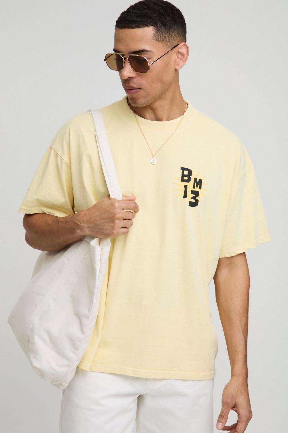 Oversized Extended Neck Washed Saint Tropez Graphic T-Shirt