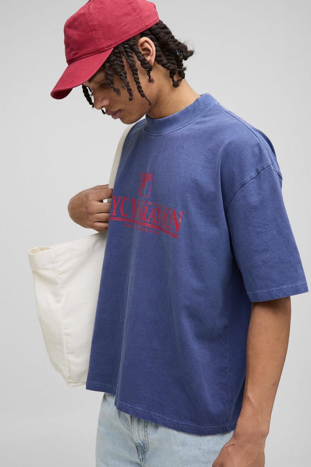 Oversized Boxy NYC Marathon Leisure Wash T-Shirt