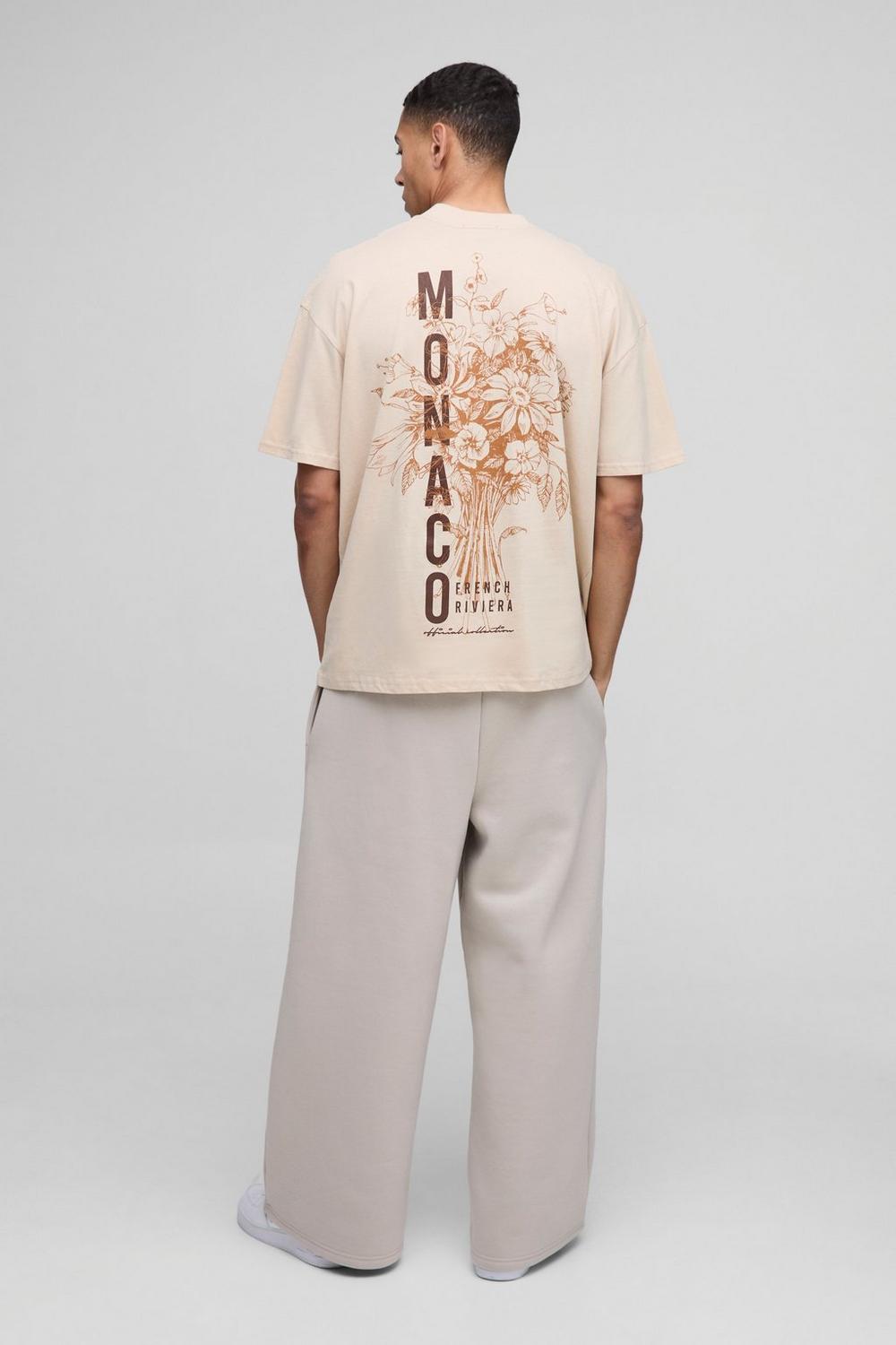 Oversized Extended Neck Monaco Floral Graphic T Shirt