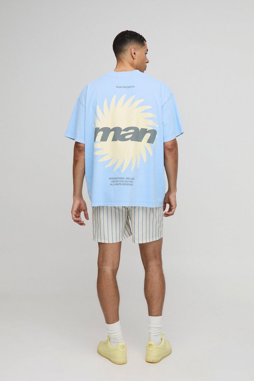 Oversized Extended Neck Washed Man Graphic T-Shirt