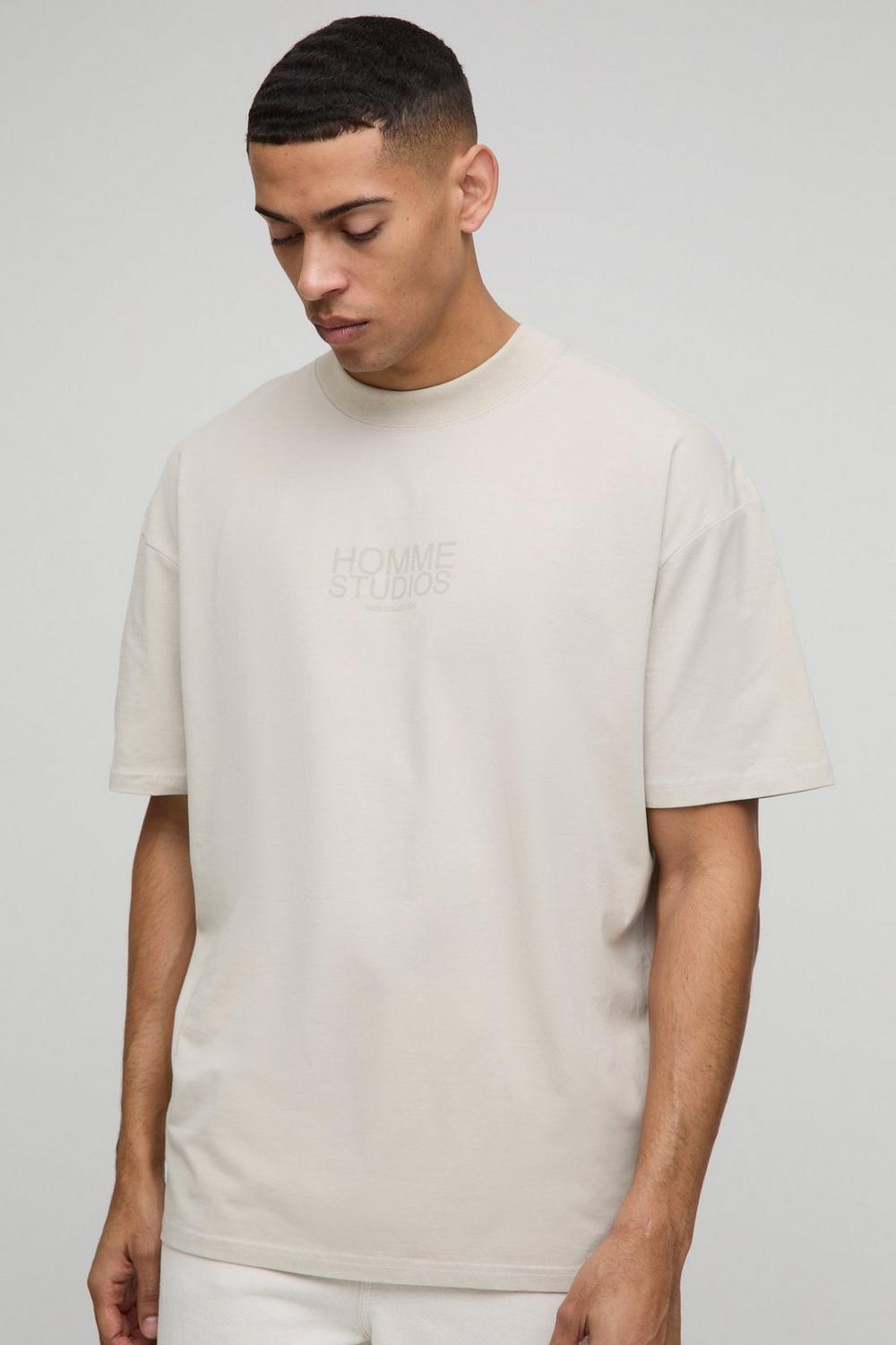 Oversized Extended Neck Homme Studios Floral Print T-Shirt