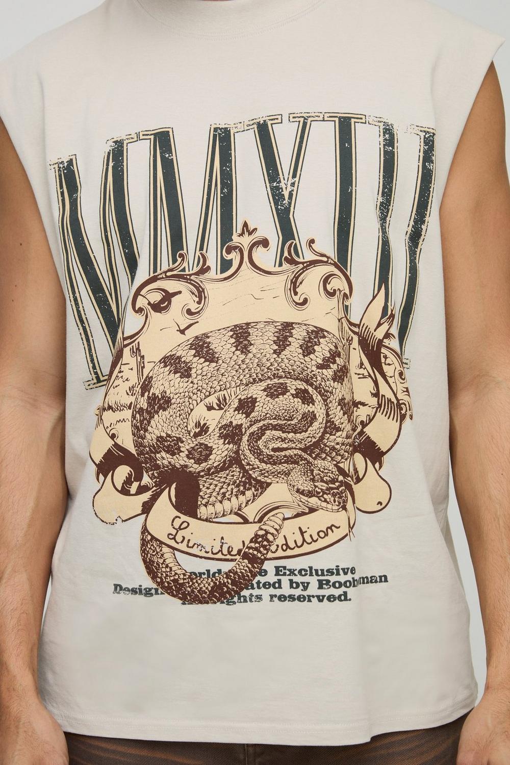 Oversized Extended Neck Snake Graphic Tank