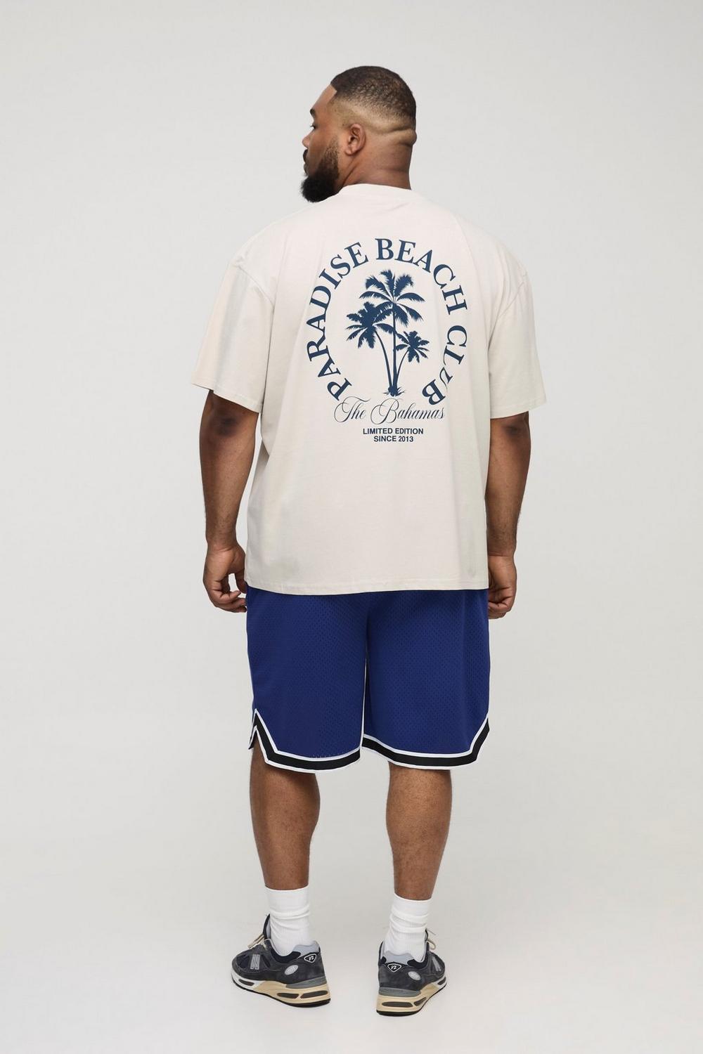 Oversized Extended Neck Paradise Beach Club Palm Tree T-Shirt