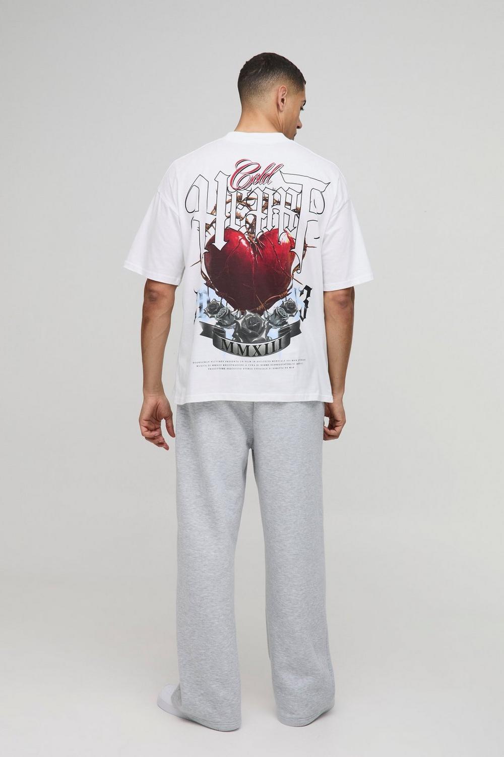Oversized Extended Neck Cold Heart Graphic T Shirt
