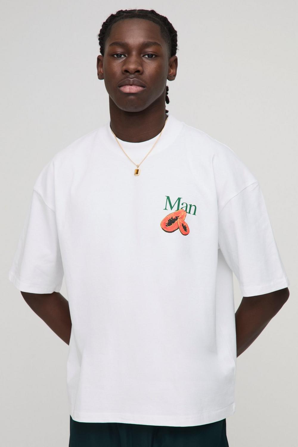 Oversized Extended Neck Man Papaya T-Shirt