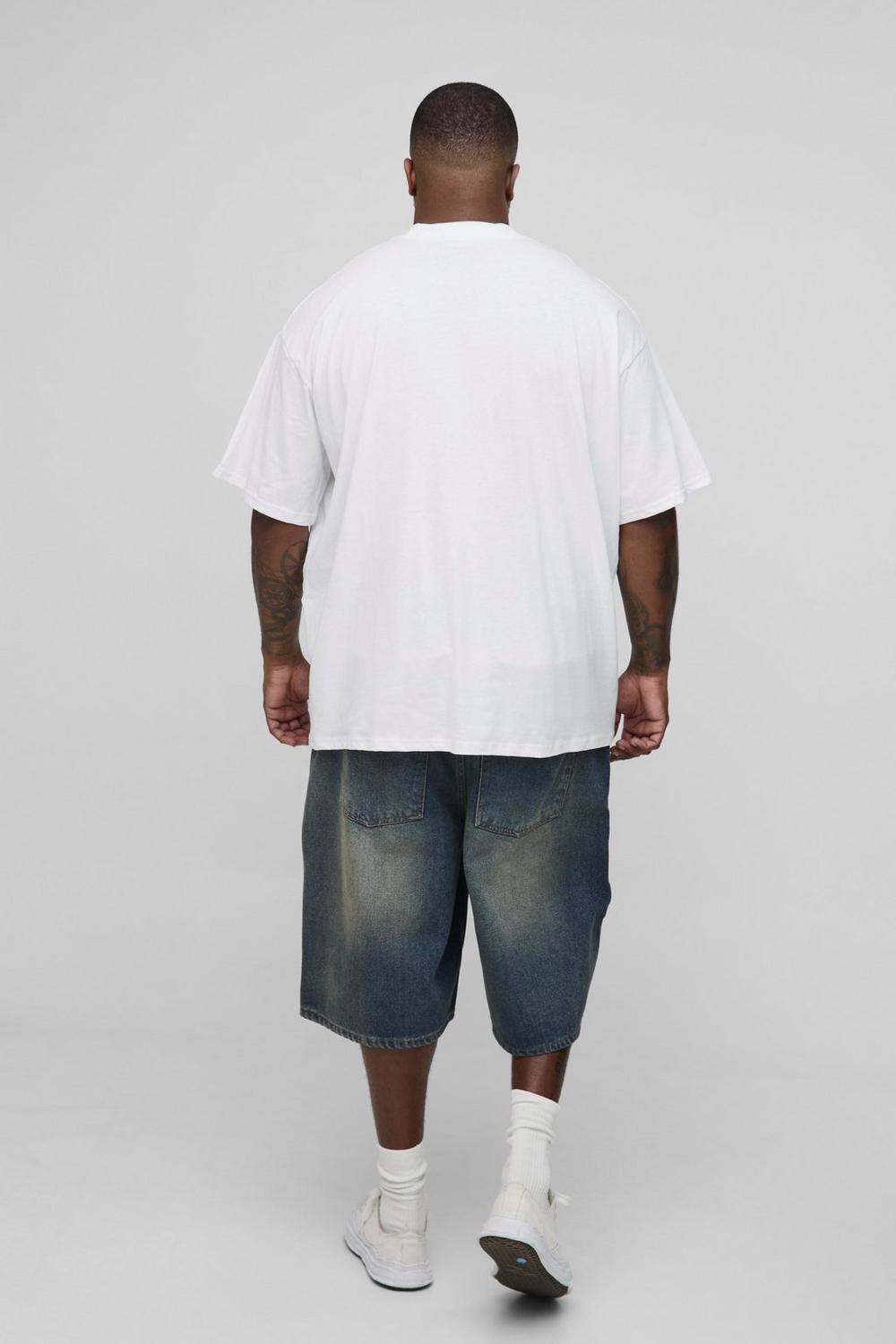 Oversized Extended Neck Harlem Varsity Print T-Shirt