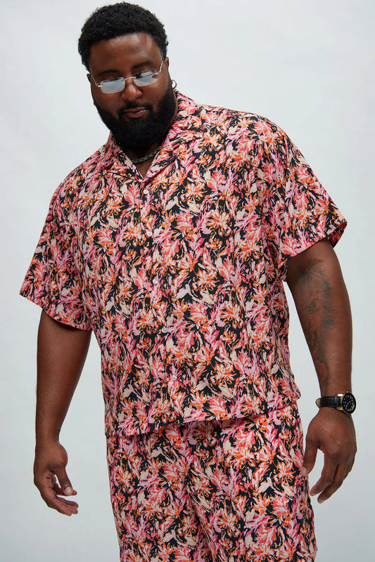 Abstract Floral Shirt - Pink