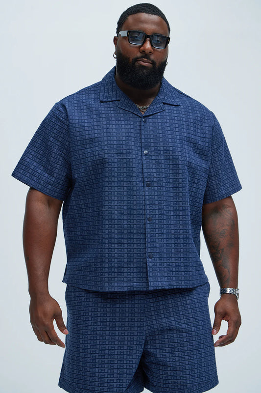 Daryn Jacquard Shirt - Navy