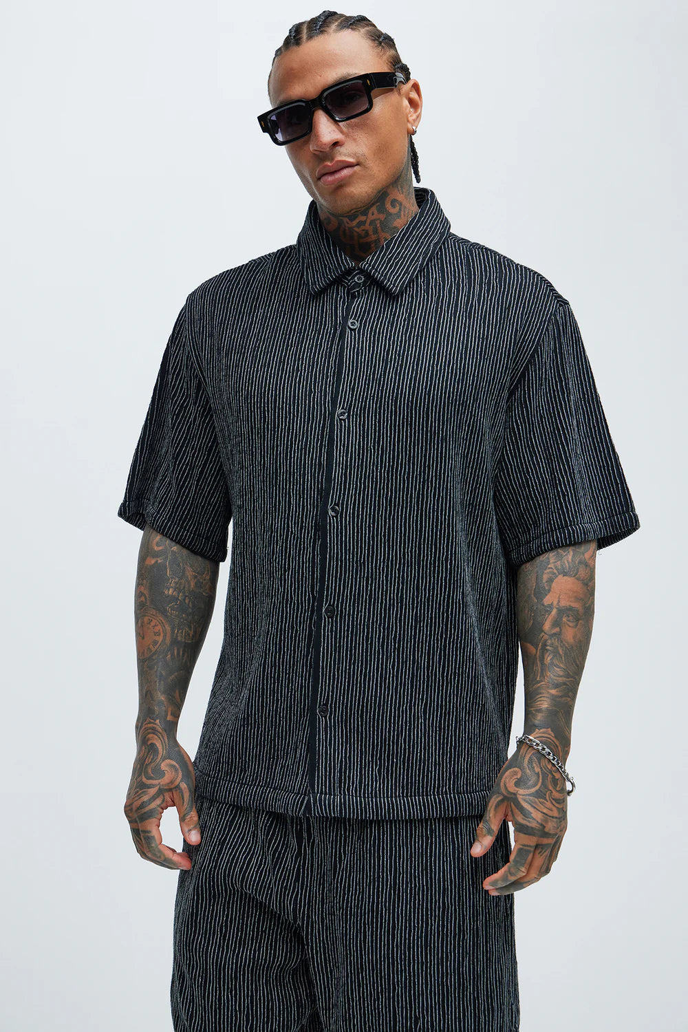Neil Textured Shirt - Black/White