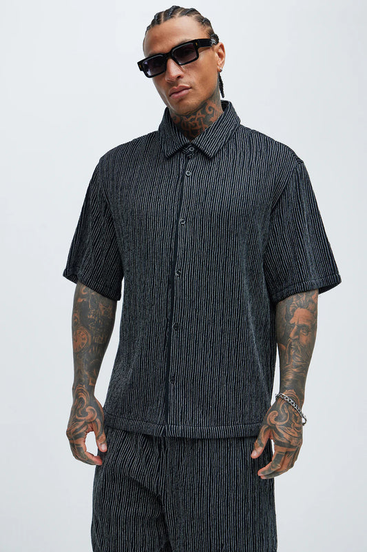 Neil Textured Shirt - Black/White