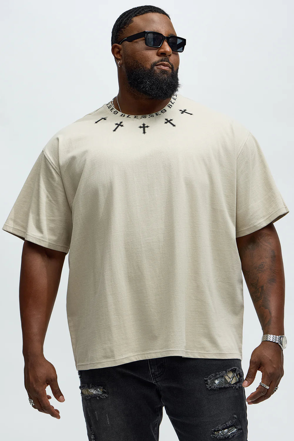 Short Sleeve Blessed Graphic Collar Tee