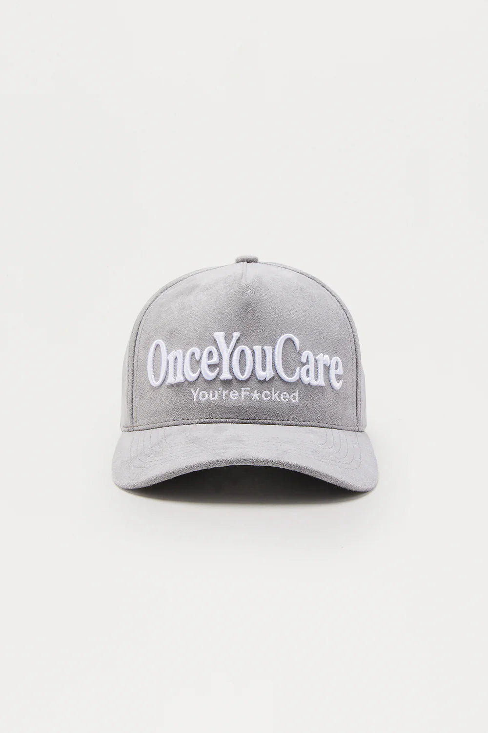 You Care Embroidered Faux Suede Snapback Hat
