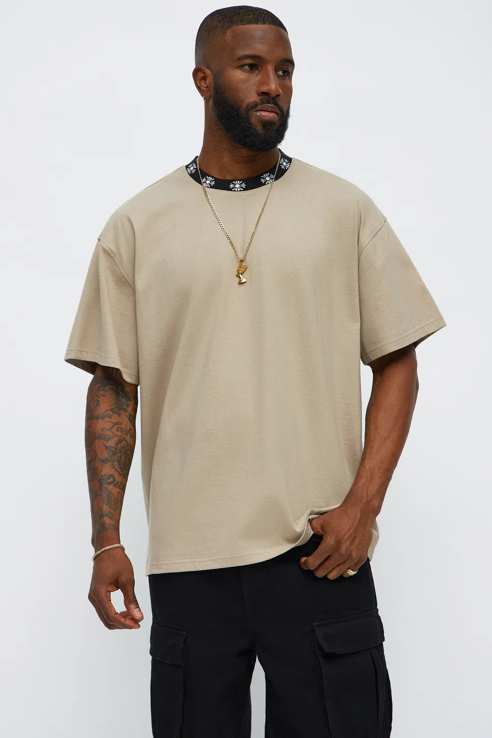 Short Sleeve Cross Collar Graphic