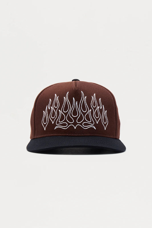 Contrast Stitch Flame Structured Snapback Hat