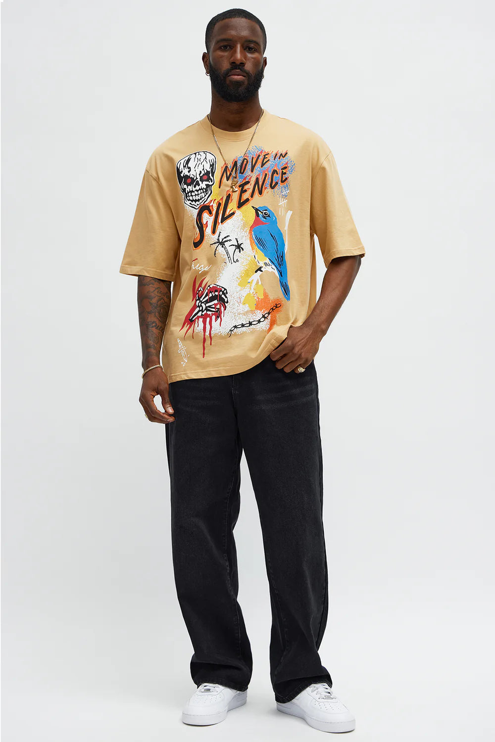 Move In Silence Skull Oversized Short Sleeve Tee