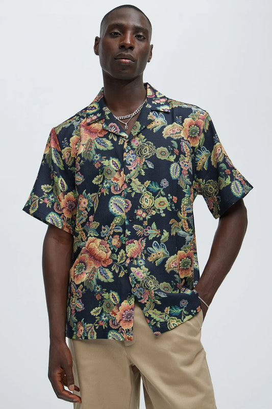 Floral Detail Shirt - Black