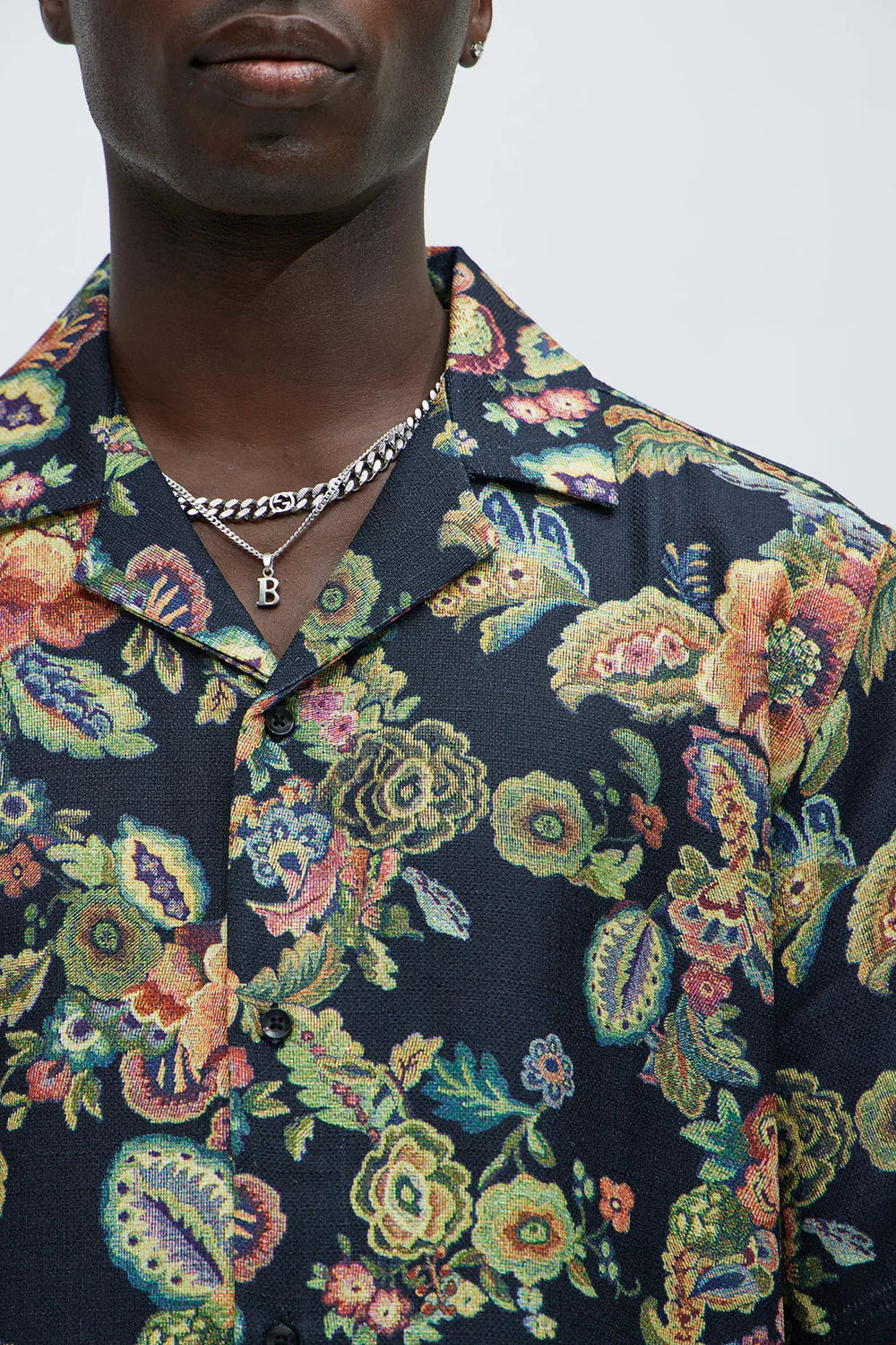 Floral Detail Shirt - Black