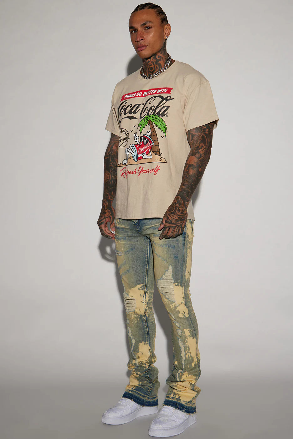 Moving Up Bleached Stacked Skinny Flare Jeans