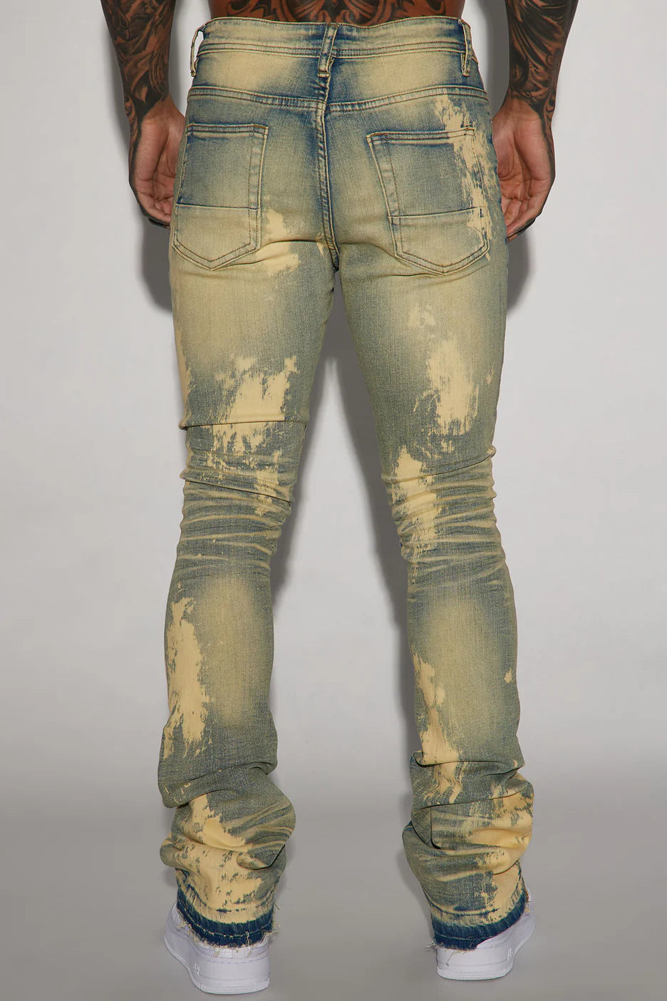 Moving Up Bleached Stacked Skinny Flare Jeans