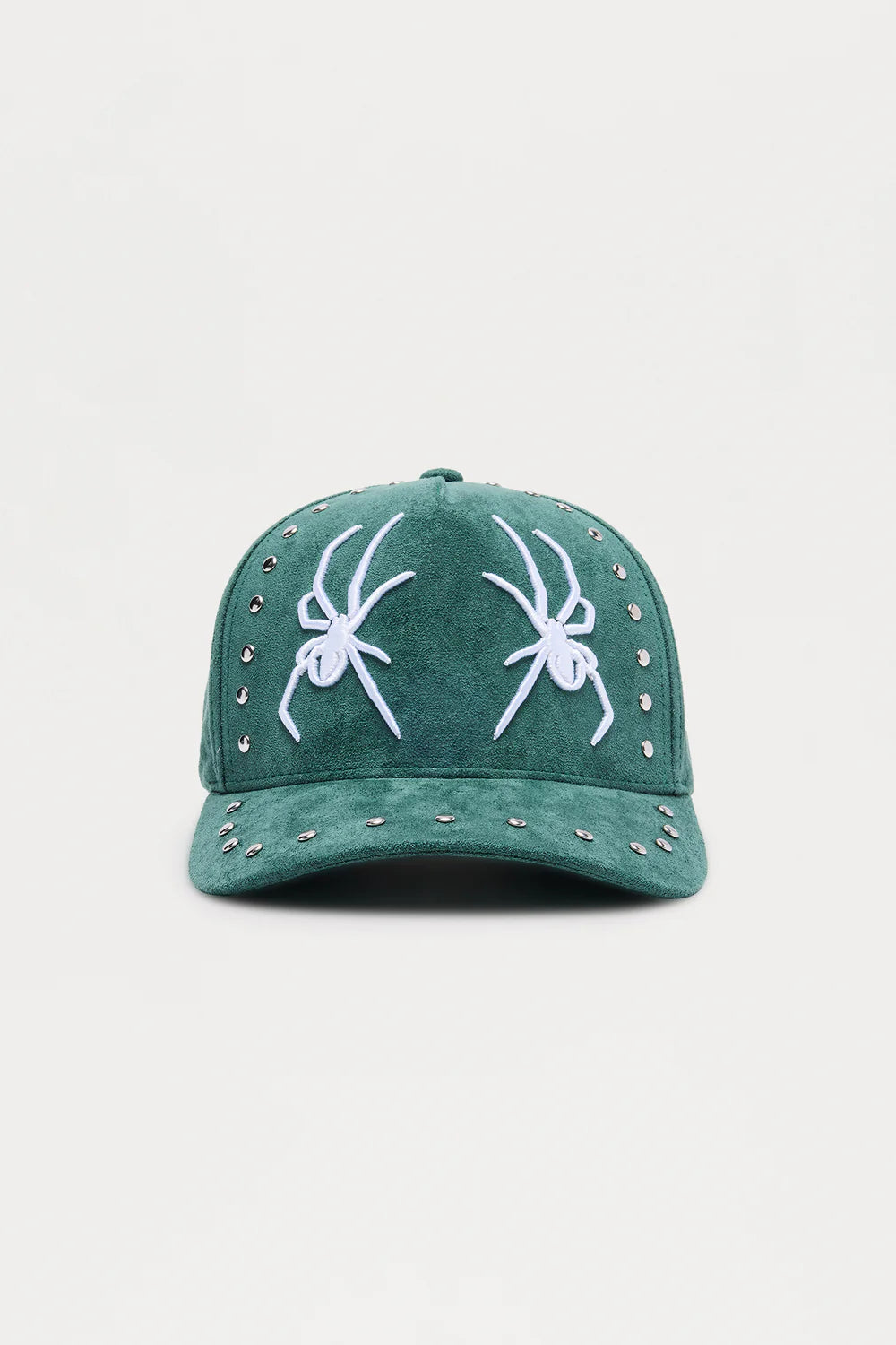 Crawler Studded Faux Suede Structured Snapback Hat (Green)